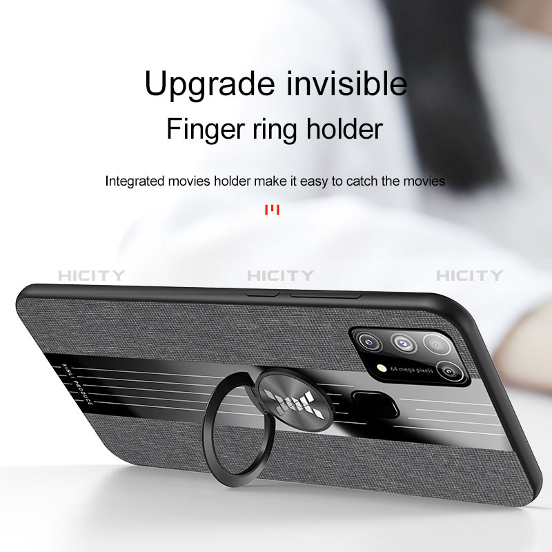Funda Silicona Carcasa Ultrafina Goma con Magnetico Anillo de dedo Soporte X01L para Samsung Galaxy M31 Prime Edition