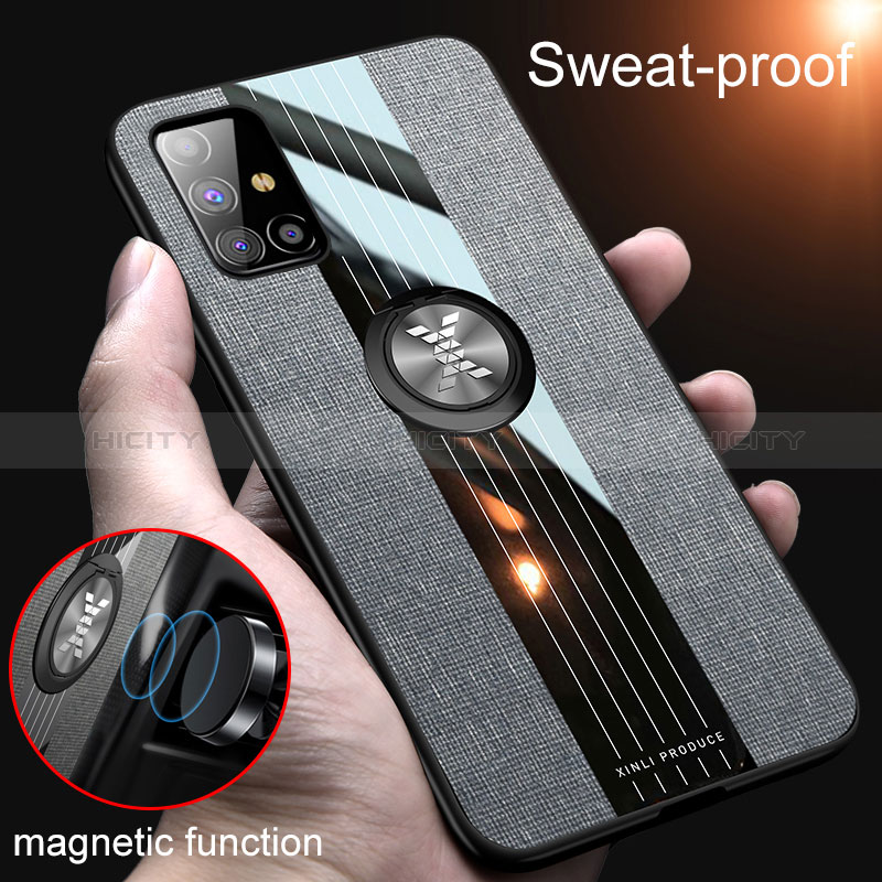 Funda Silicona Carcasa Ultrafina Goma con Magnetico Anillo de dedo Soporte X01L para Samsung Galaxy M31s