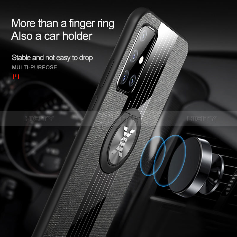 Funda Silicona Carcasa Ultrafina Goma con Magnetico Anillo de dedo Soporte X01L para Samsung Galaxy M40S