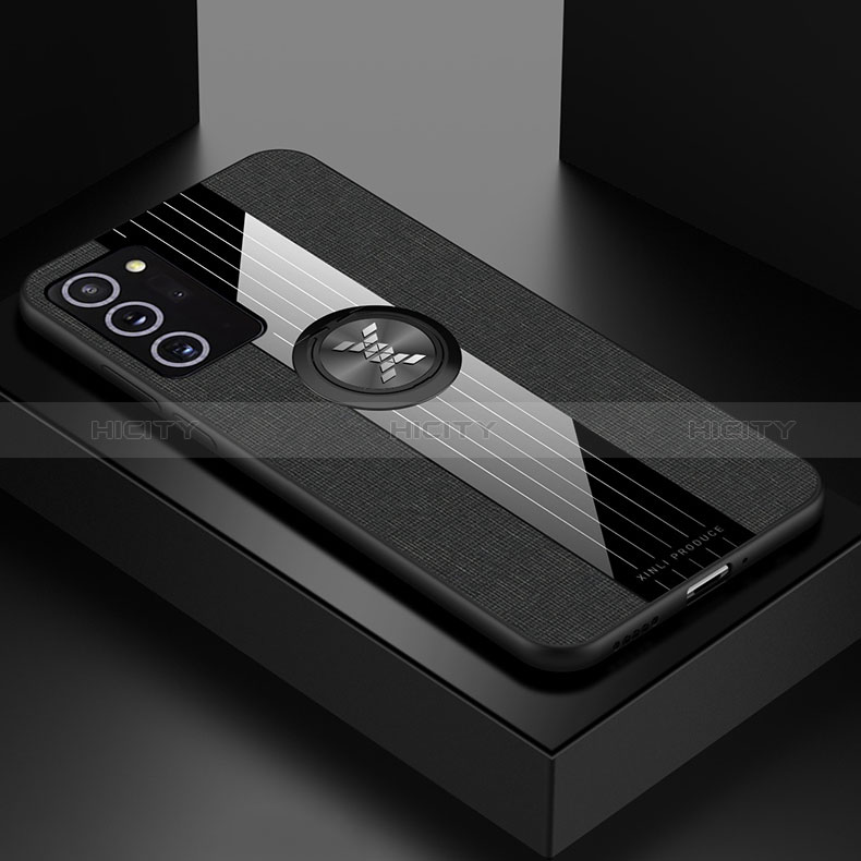 Funda Silicona Carcasa Ultrafina Goma con Magnetico Anillo de dedo Soporte X01L para Samsung Galaxy Note 20 5G Negro