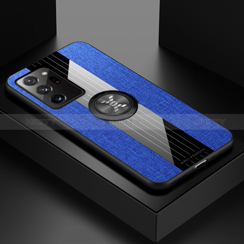 Funda Silicona Carcasa Ultrafina Goma con Magnetico Anillo de dedo Soporte X01L para Samsung Galaxy Note 20 Ultra 5G Azul