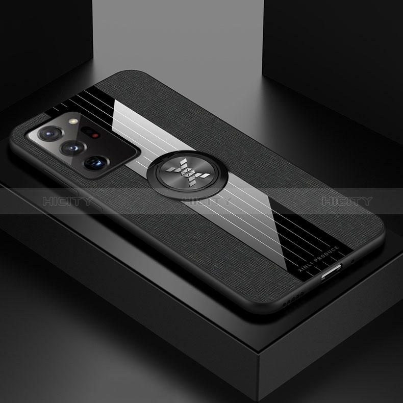 Funda Silicona Carcasa Ultrafina Goma con Magnetico Anillo de dedo Soporte X01L para Samsung Galaxy Note 20 Ultra 5G Negro