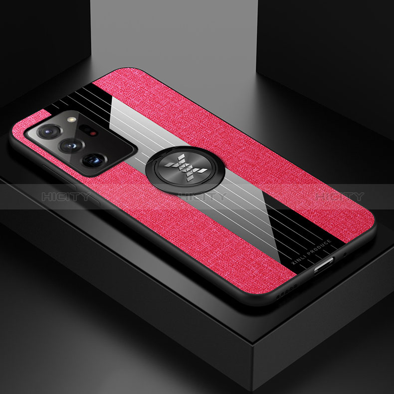 Funda Silicona Carcasa Ultrafina Goma con Magnetico Anillo de dedo Soporte X01L para Samsung Galaxy Note 20 Ultra 5G Rojo