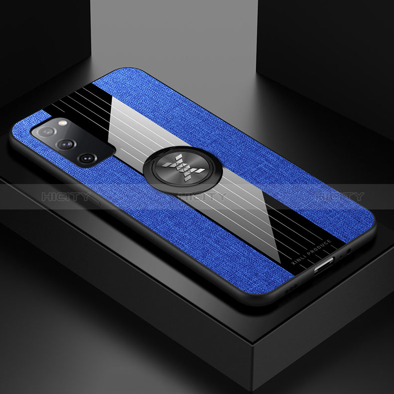 Funda Silicona Carcasa Ultrafina Goma con Magnetico Anillo de dedo Soporte X01L para Samsung Galaxy S20 FE (2022) 5G Azul