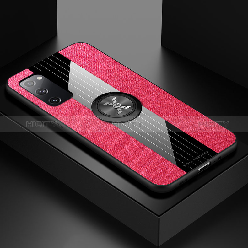 Funda Silicona Carcasa Ultrafina Goma con Magnetico Anillo de dedo Soporte X01L para Samsung Galaxy S20 FE 5G Rojo