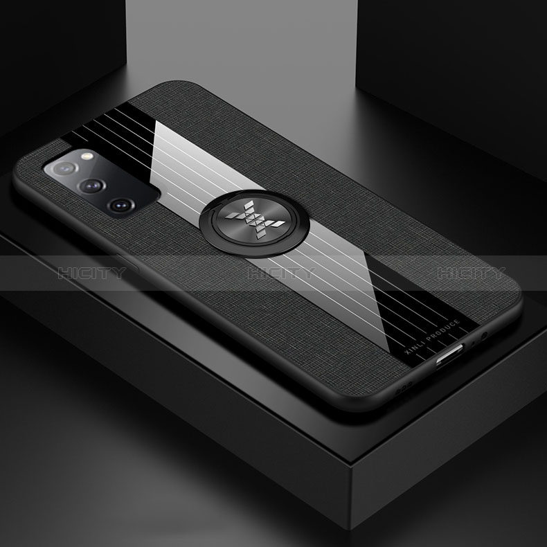 Funda Silicona Carcasa Ultrafina Goma con Magnetico Anillo de dedo Soporte X01L para Samsung Galaxy S20 Lite 5G Negro