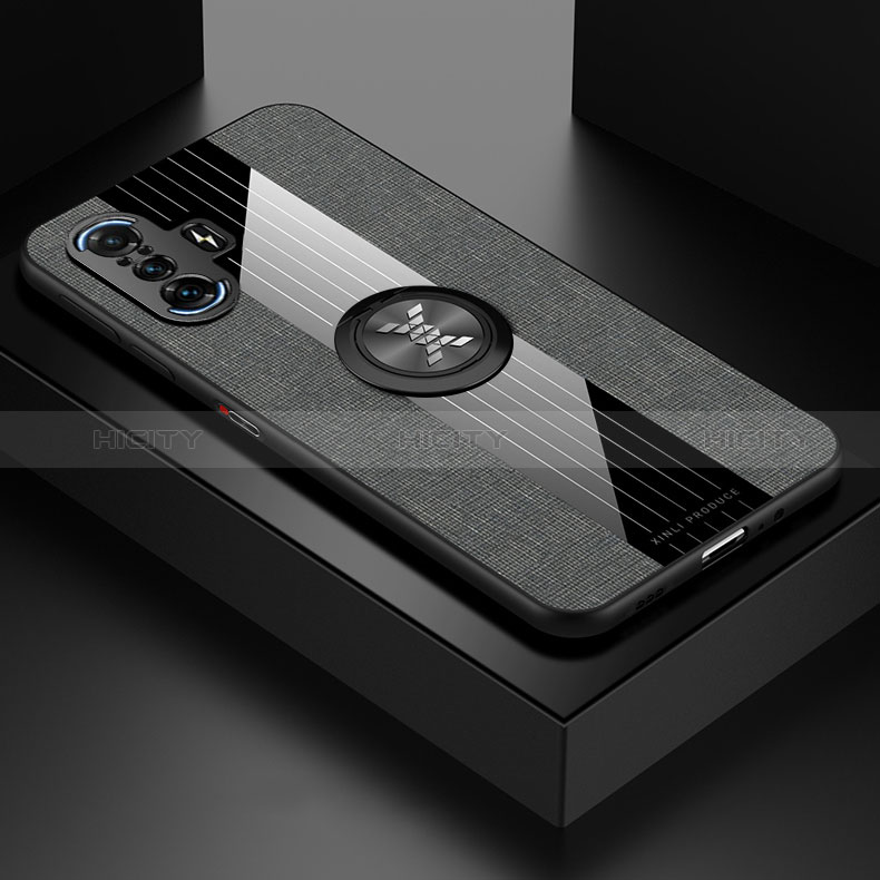 Funda Silicona Carcasa Ultrafina Goma con Magnetico Anillo de dedo Soporte X01L para Xiaomi Poco F3 GT 5G Gris