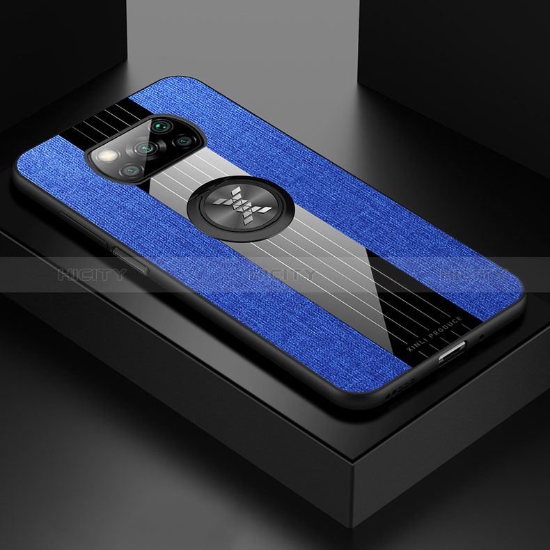 Funda Silicona Carcasa Ultrafina Goma con Magnetico Anillo de dedo Soporte X01L para Xiaomi Poco X3 NFC