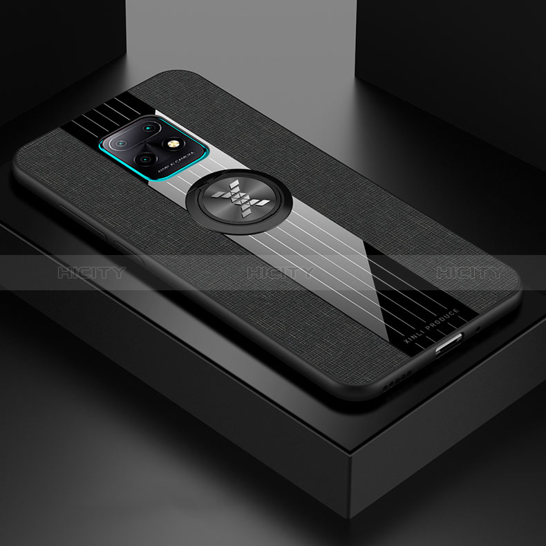 Funda Silicona Carcasa Ultrafina Goma con Magnetico Anillo de dedo Soporte X01L para Xiaomi Redmi 10X 5G Negro
