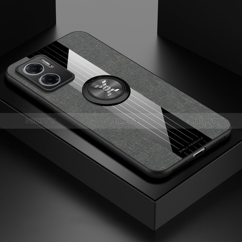 Funda Silicona Carcasa Ultrafina Goma con Magnetico Anillo de dedo Soporte X01L para Xiaomi Redmi 11 Prime 5G Gris