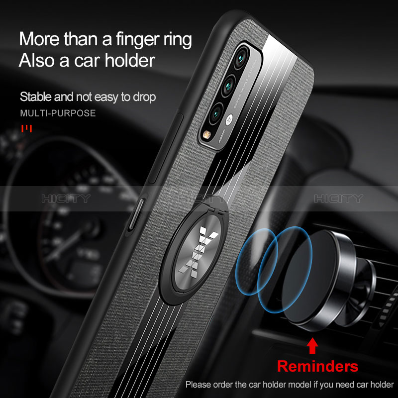Funda Silicona Carcasa Ultrafina Goma con Magnetico Anillo de dedo Soporte X01L para Xiaomi Redmi 9T 4G