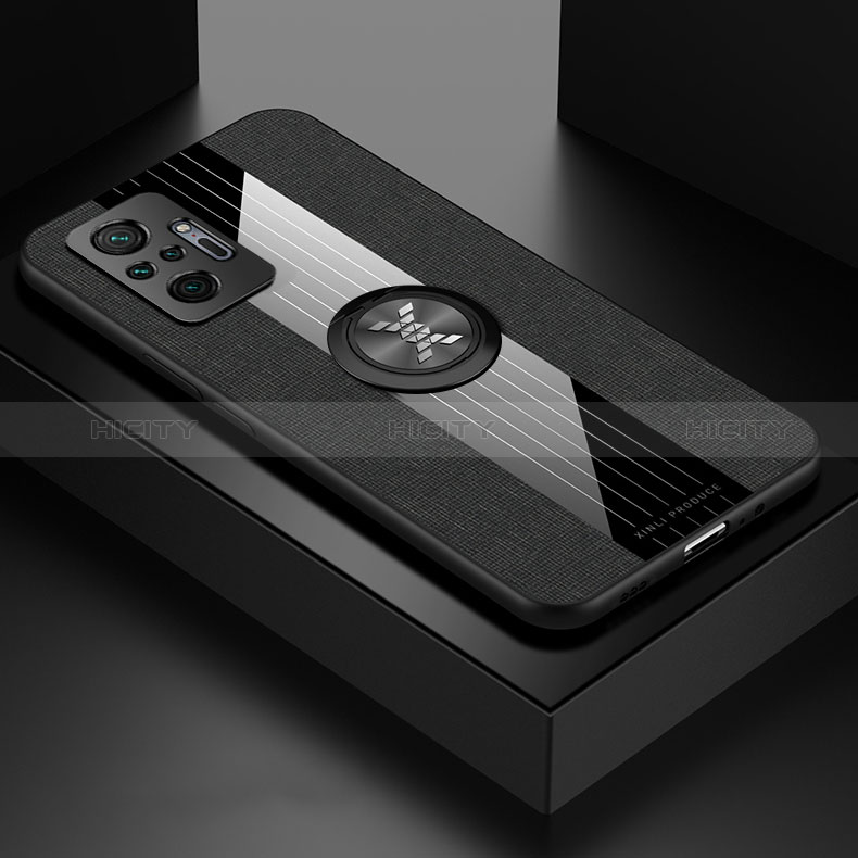 Funda Silicona Carcasa Ultrafina Goma con Magnetico Anillo de dedo Soporte X01L para Xiaomi Redmi Note 10 Pro 4G