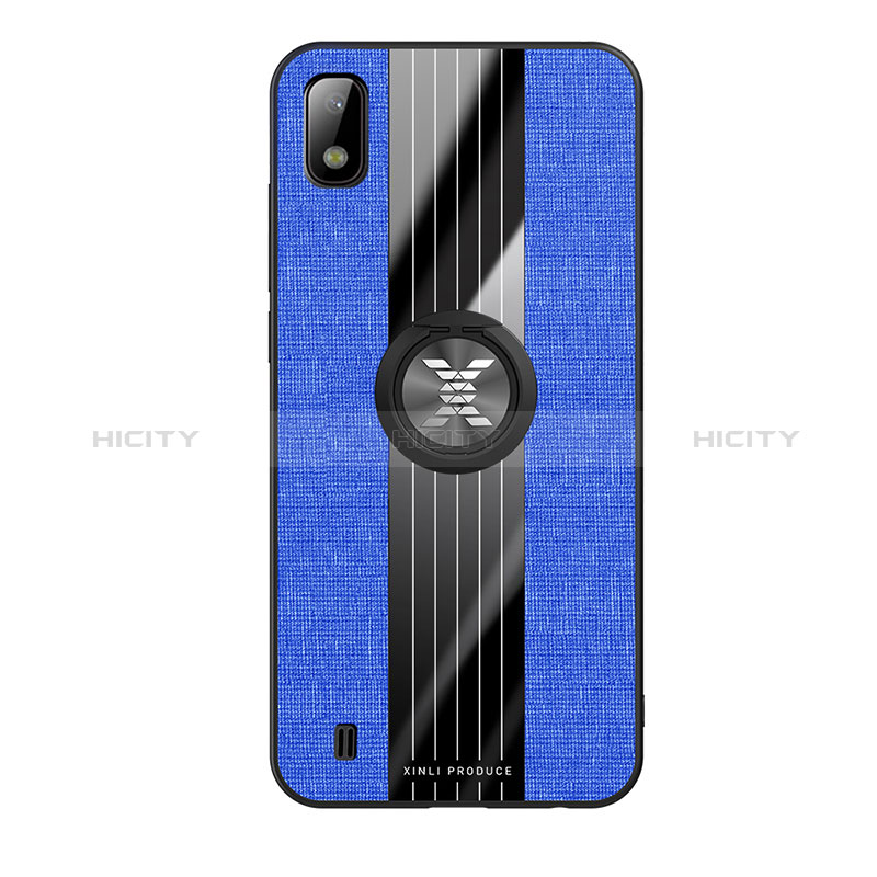 Funda Silicona Carcasa Ultrafina Goma con Magnetico Anillo de dedo Soporte X02L para Samsung Galaxy A10 Azul