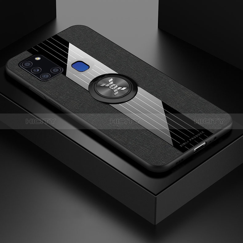 Funda Silicona Carcasa Ultrafina Goma con Magnetico Anillo de dedo Soporte X02L para Samsung Galaxy A21s