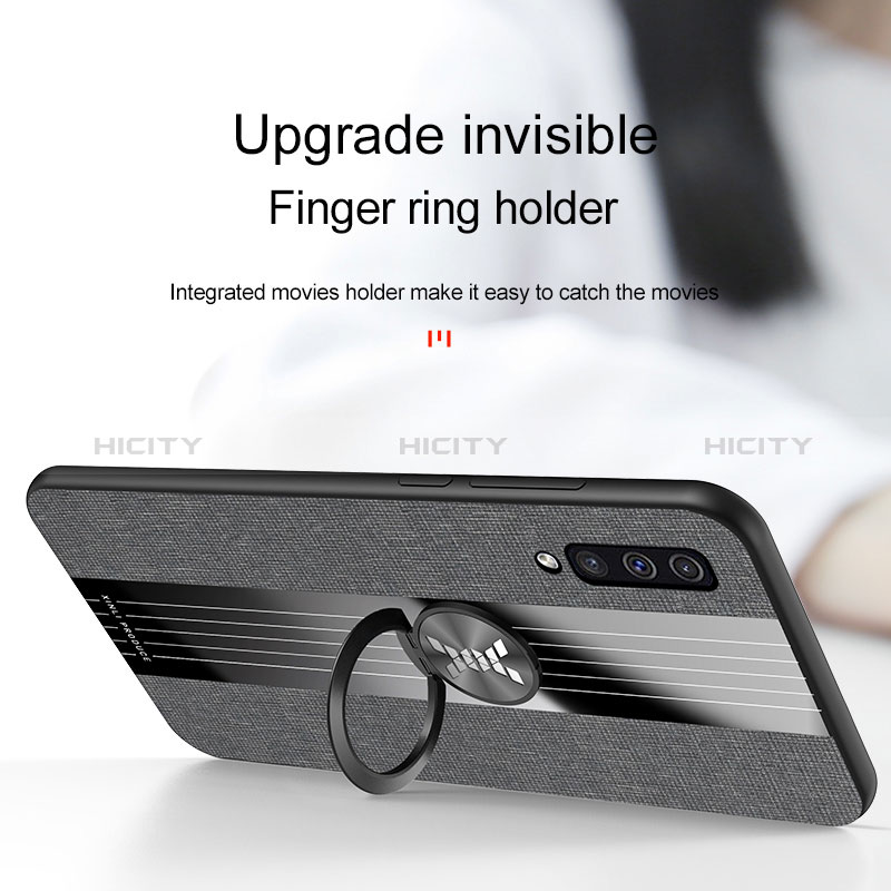 Funda Silicona Carcasa Ultrafina Goma con Magnetico Anillo de dedo Soporte X02L para Samsung Galaxy A50