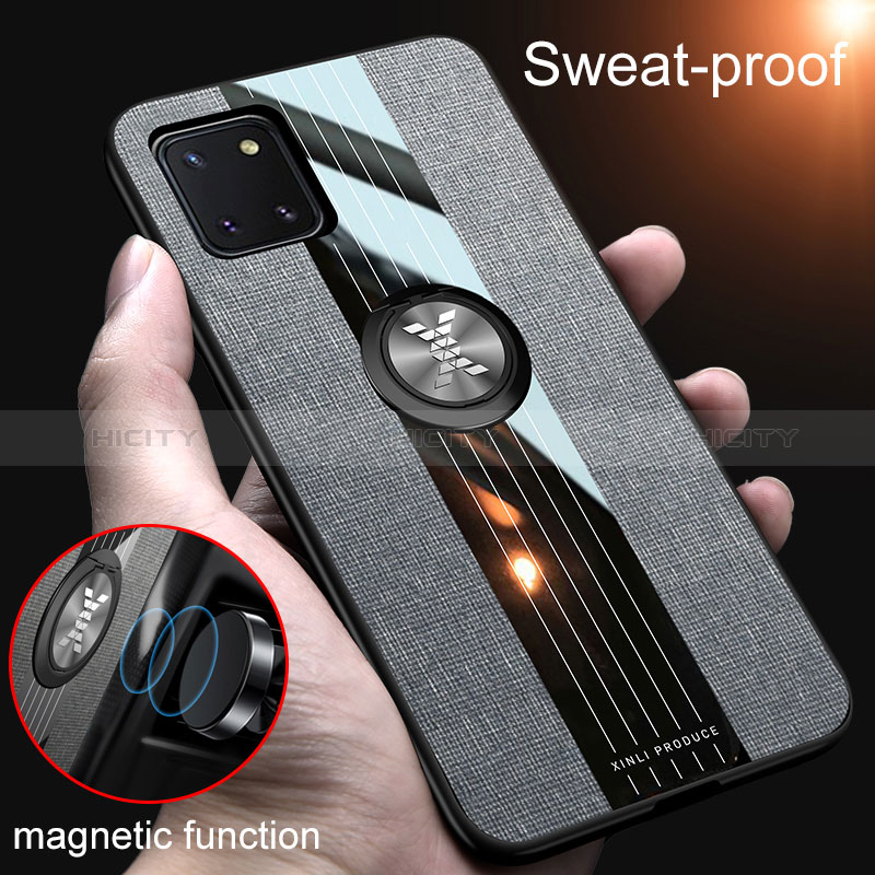 Funda Silicona Carcasa Ultrafina Goma con Magnetico Anillo de dedo Soporte X02L para Samsung Galaxy A81