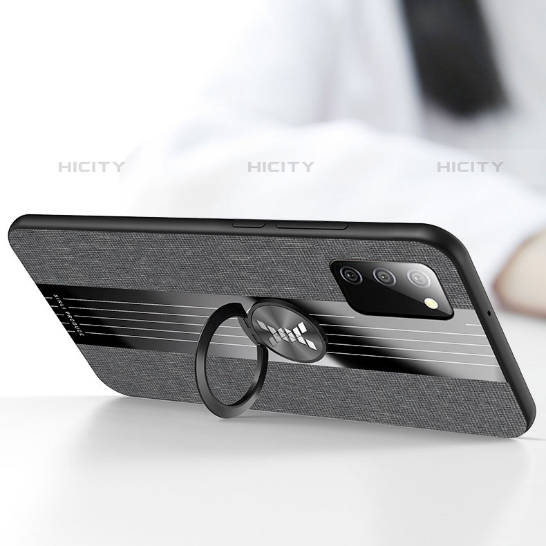 Funda Silicona Carcasa Ultrafina Goma con Magnetico Anillo de dedo Soporte X02L para Samsung Galaxy M02s