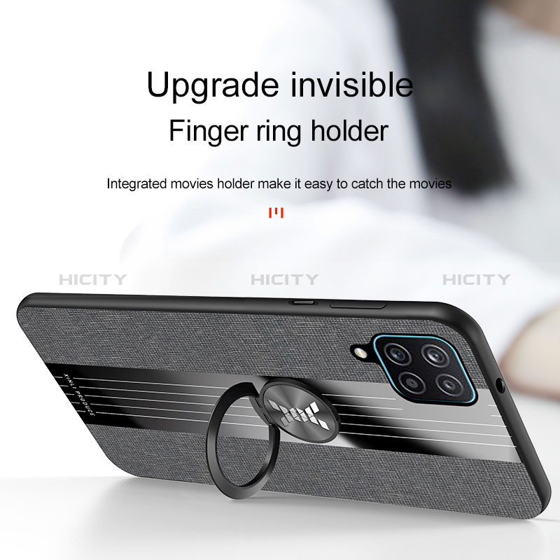 Funda Silicona Carcasa Ultrafina Goma con Magnetico Anillo de dedo Soporte X02L para Samsung Galaxy M12