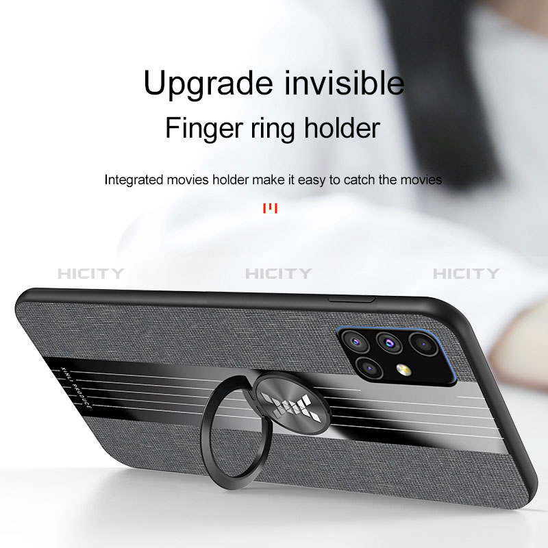 Funda Silicona Carcasa Ultrafina Goma con Magnetico Anillo de dedo Soporte X02L para Samsung Galaxy M51