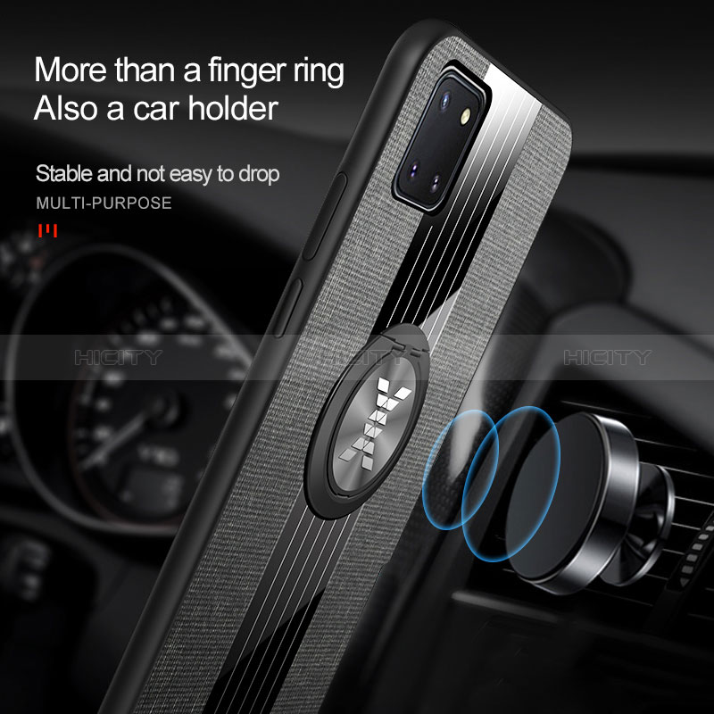 Funda Silicona Carcasa Ultrafina Goma con Magnetico Anillo de dedo Soporte X02L para Samsung Galaxy M60s