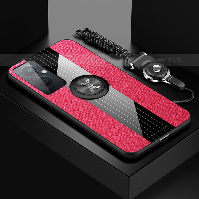 Funda Silicona Carcasa Ultrafina Goma con Magnetico Anillo de dedo Soporte X03L para OnePlus Nord N20 5G Rojo