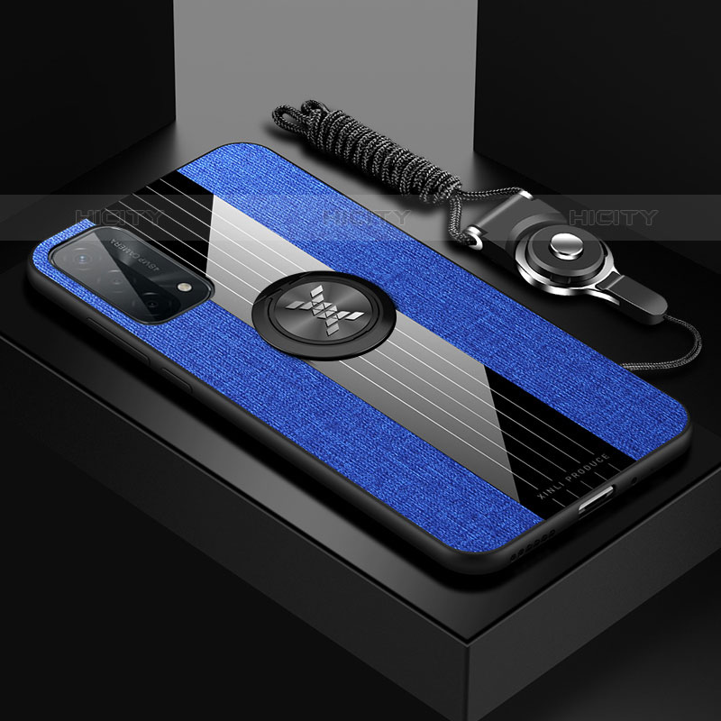 Funda Silicona Carcasa Ultrafina Goma con Magnetico Anillo de dedo Soporte X03L para OnePlus Nord N200 5G Azul