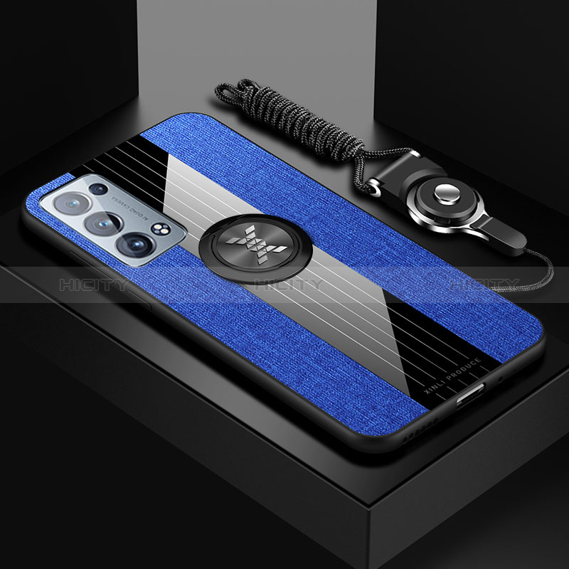 Funda Silicona Carcasa Ultrafina Goma con Magnetico Anillo de dedo Soporte X03L para Oppo Reno6 Pro+ Plus 5G