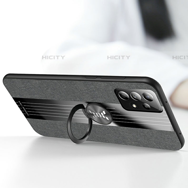 Funda Silicona Carcasa Ultrafina Goma con Magnetico Anillo de dedo Soporte X03L para Samsung Galaxy A52 4G