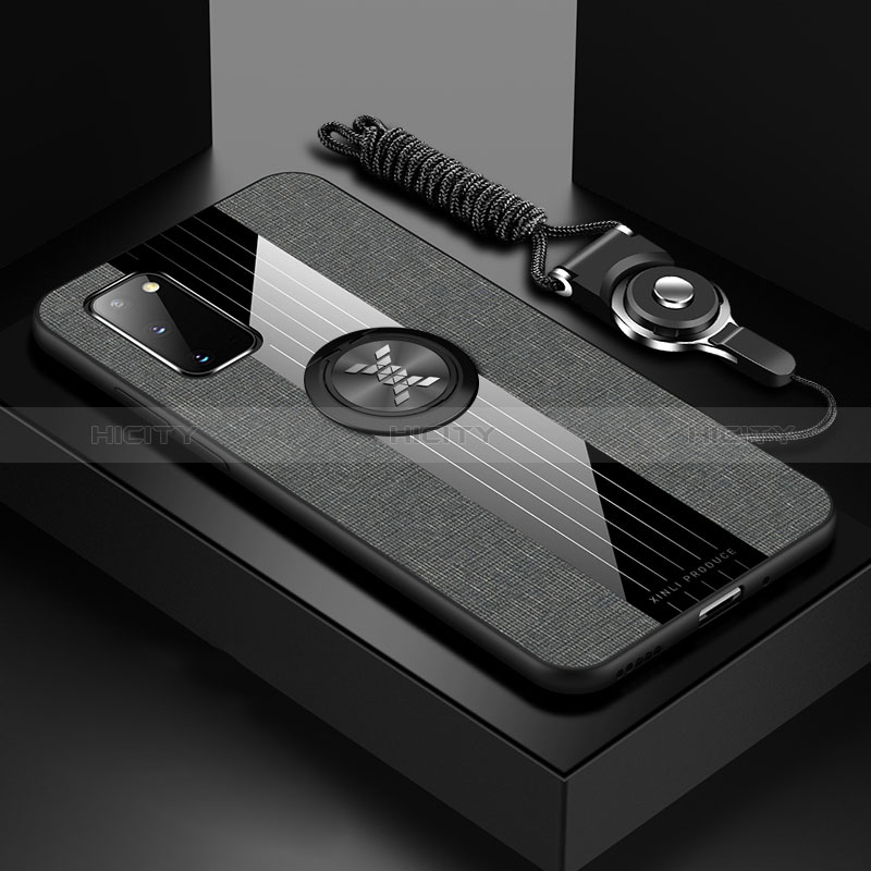 Funda Silicona Carcasa Ultrafina Goma con Magnetico Anillo de dedo Soporte X03L para Samsung Galaxy S20 5G Gris
