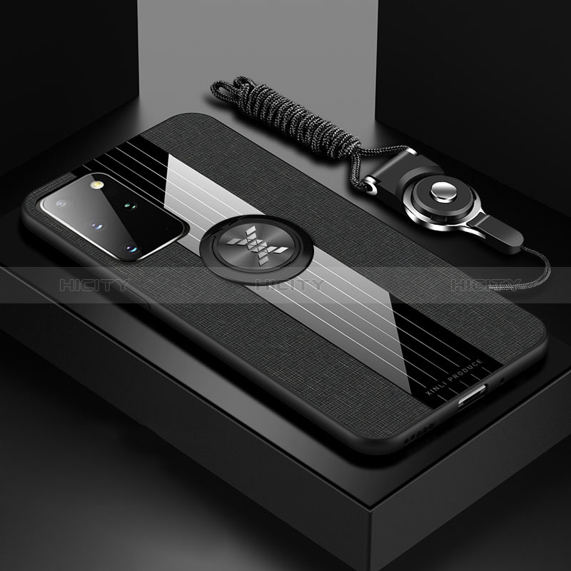 Funda Silicona Carcasa Ultrafina Goma con Magnetico Anillo de dedo Soporte X03L para Samsung Galaxy S20 Plus 5G Negro