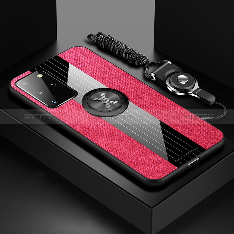 Funda Silicona Carcasa Ultrafina Goma con Magnetico Anillo de dedo Soporte X03L para Samsung Galaxy S20 Plus Rojo
