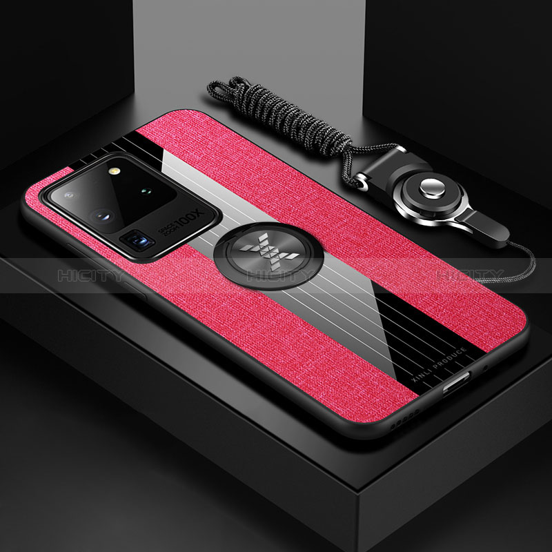 Funda Silicona Carcasa Ultrafina Goma con Magnetico Anillo de dedo Soporte X03L para Samsung Galaxy S20 Ultra