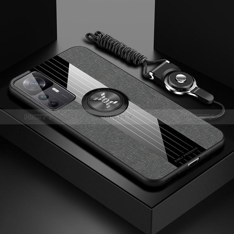 Funda Silicona Carcasa Ultrafina Goma con Magnetico Anillo de dedo Soporte X03L para Xiaomi Mi 12T Pro 5G Gris