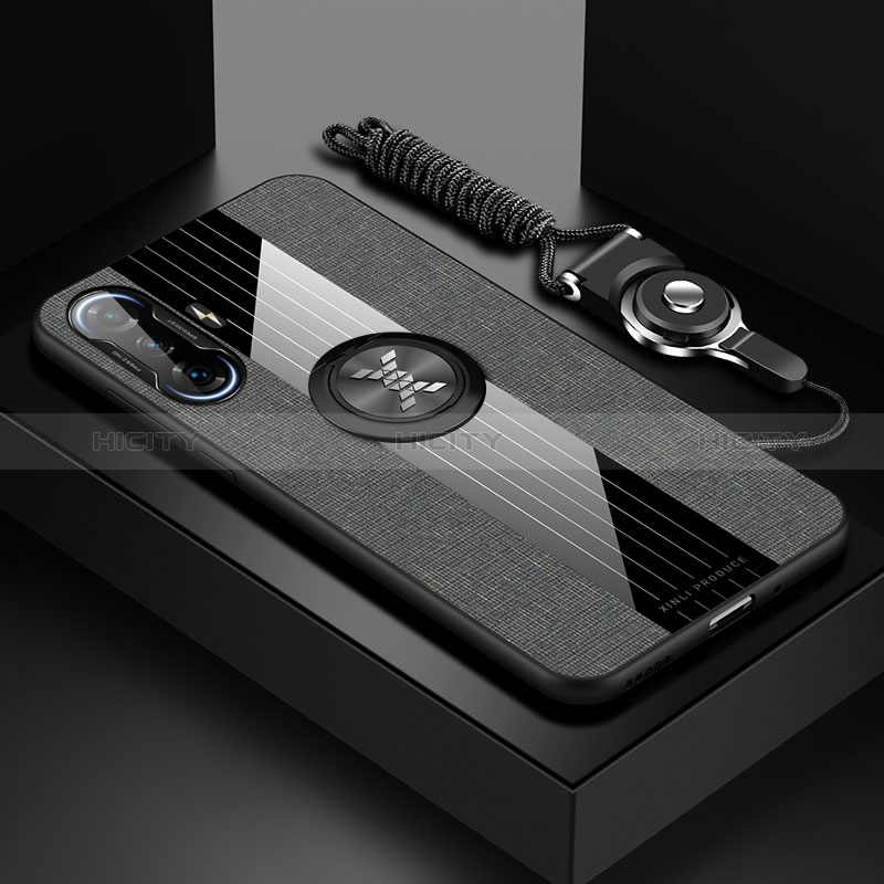 Funda Silicona Carcasa Ultrafina Goma con Magnetico Anillo de dedo Soporte X03L para Xiaomi Poco F3 GT 5G Gris