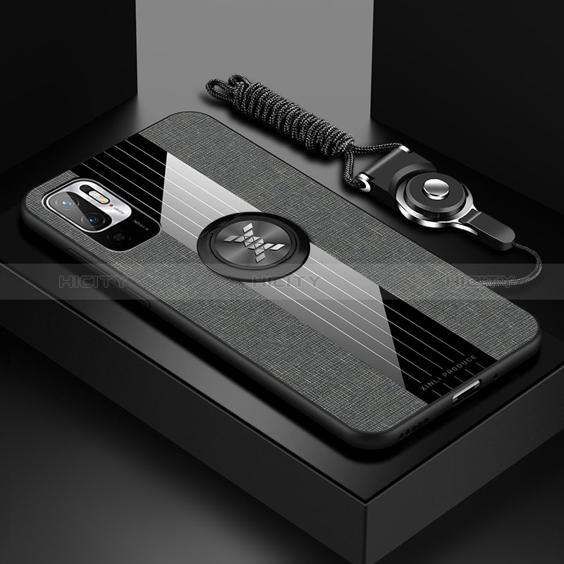 Funda Silicona Carcasa Ultrafina Goma con Magnetico Anillo de dedo Soporte X03L para Xiaomi POCO M3 Pro 5G