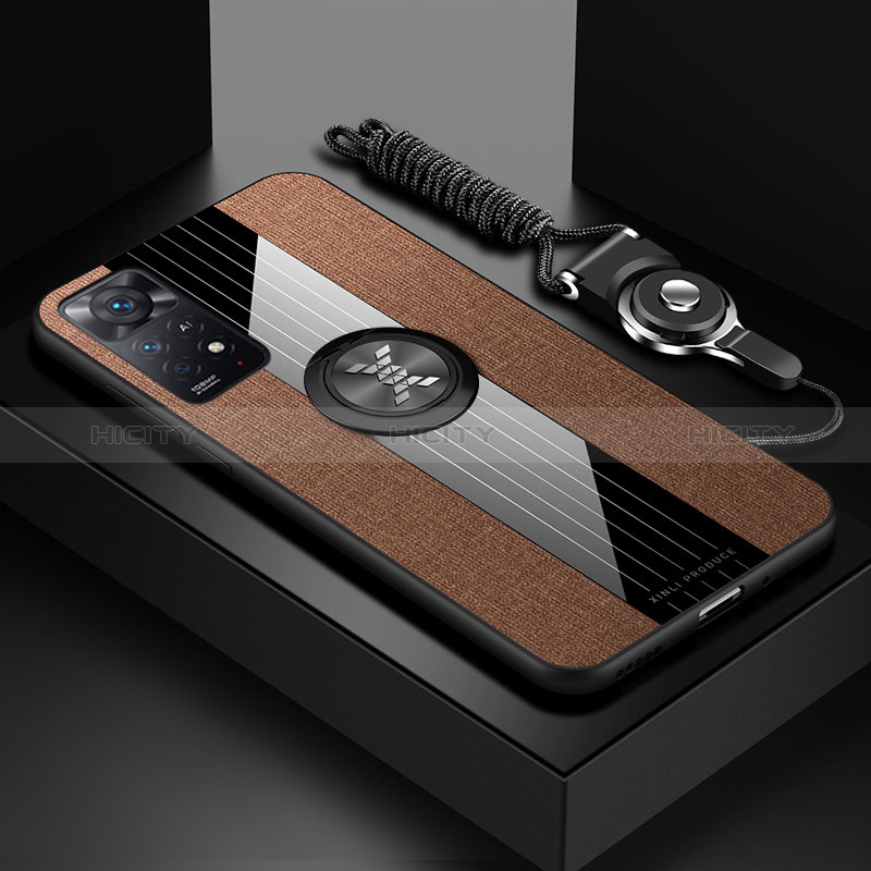 Funda Silicona Carcasa Ultrafina Goma con Magnetico Anillo de dedo Soporte X03L para Xiaomi Poco X4 Pro 5G