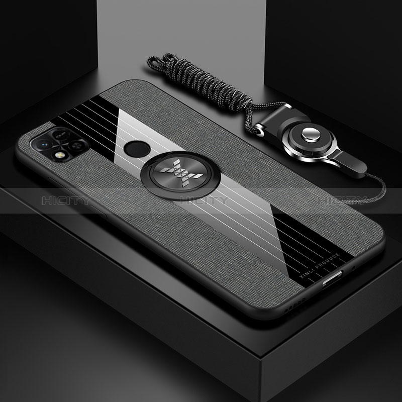 Funda Silicona Carcasa Ultrafina Goma con Magnetico Anillo de dedo Soporte X03L para Xiaomi Redmi 9 India