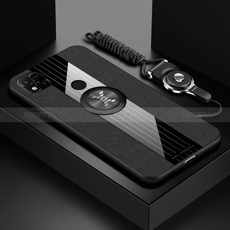 Funda Silicona Carcasa Ultrafina Goma con Magnetico Anillo de dedo Soporte X03L para Xiaomi Redmi 9C NFC