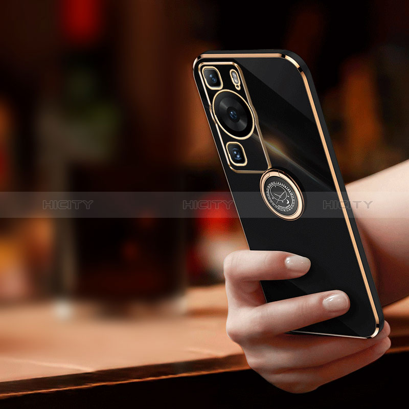 Funda Silicona Carcasa Ultrafina Goma con Magnetico Anillo de dedo Soporte XL1 para Huawei P60
