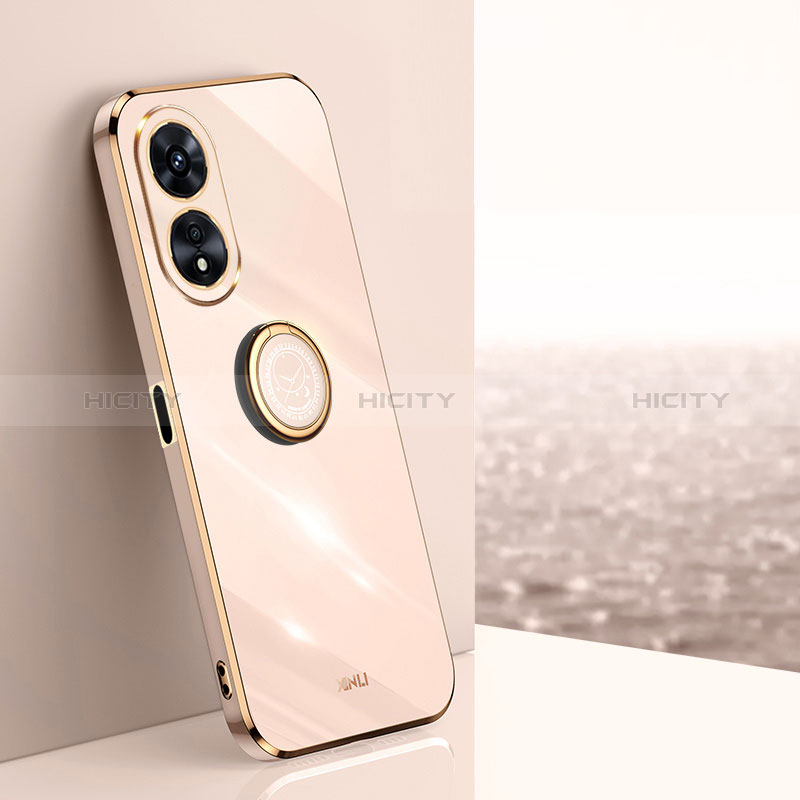 Funda Silicona Carcasa Ultrafina Goma con Magnetico Anillo de dedo Soporte XL1 para Oppo A78 5G Oro