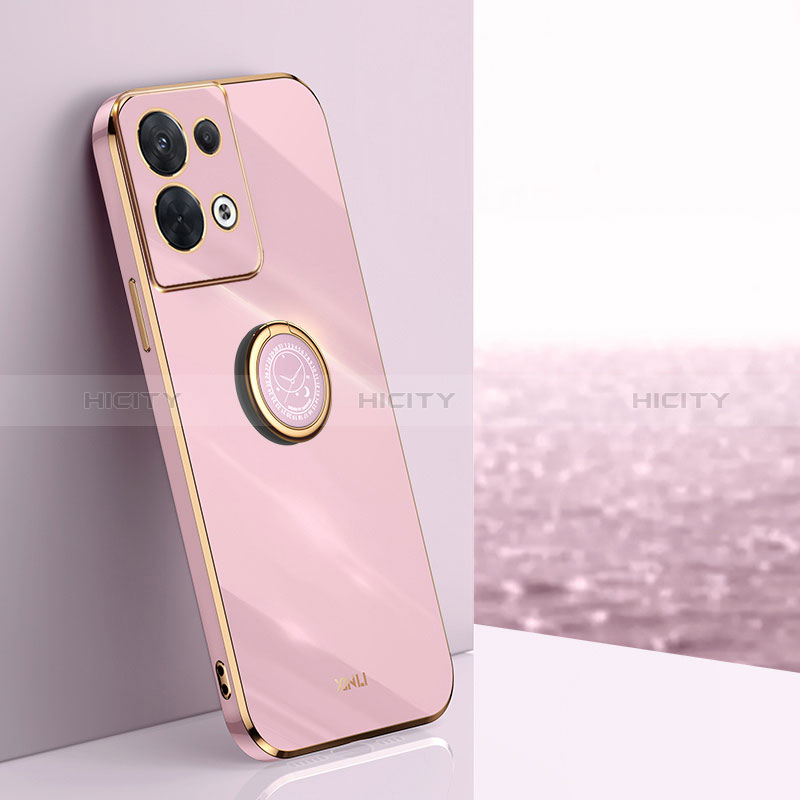 Funda Silicona Carcasa Ultrafina Goma con Magnetico Anillo de dedo Soporte XL1 para Oppo Reno9 Pro+ Plus 5G Rosa