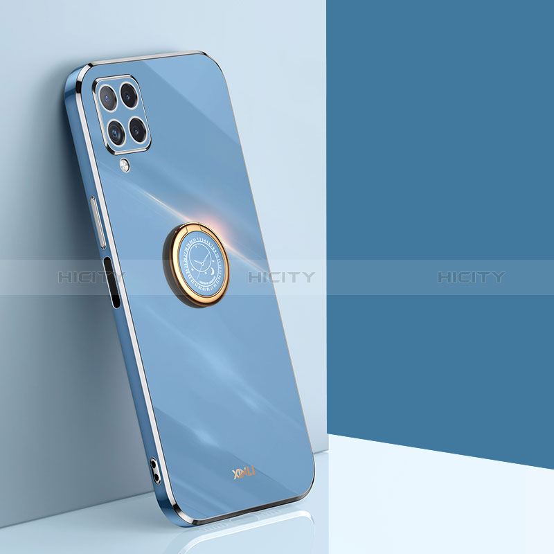 Funda Silicona Carcasa Ultrafina Goma con Magnetico Anillo de dedo Soporte XL1 para Samsung Galaxy A12 Nacho Azul