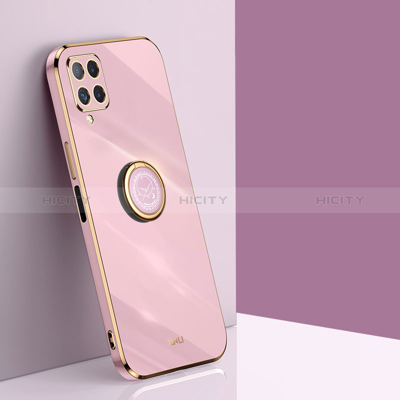 Funda Silicona Carcasa Ultrafina Goma con Magnetico Anillo de dedo Soporte XL1 para Samsung Galaxy A12 Nacho Rosa