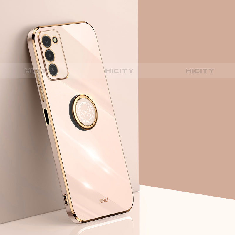 Funda Silicona Carcasa Ultrafina Goma con Magnetico Anillo de dedo Soporte XL1 para Samsung Galaxy M02s Oro