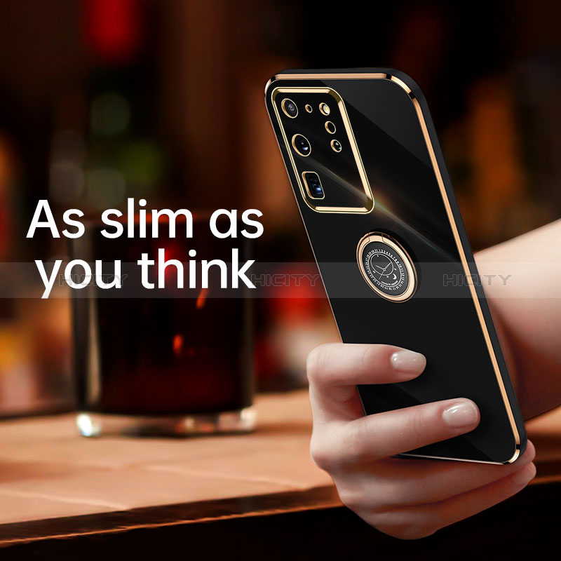 Funda Silicona Carcasa Ultrafina Goma con Magnetico Anillo de dedo Soporte XL1 para Samsung Galaxy S20 Ultra