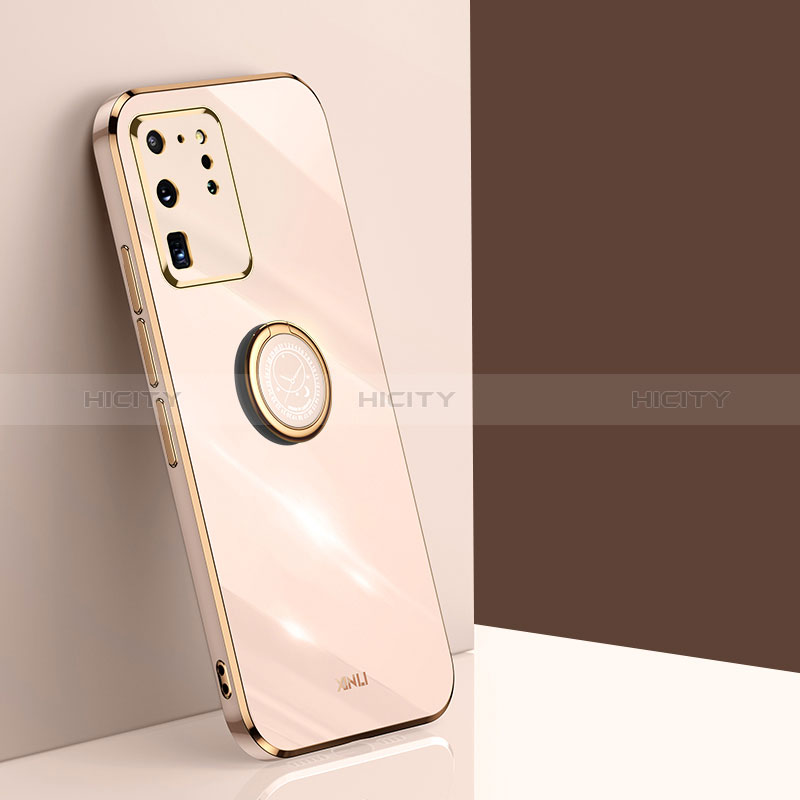 Funda Silicona Carcasa Ultrafina Goma con Magnetico Anillo de dedo Soporte XL1 para Samsung Galaxy S20 Ultra 5G Oro