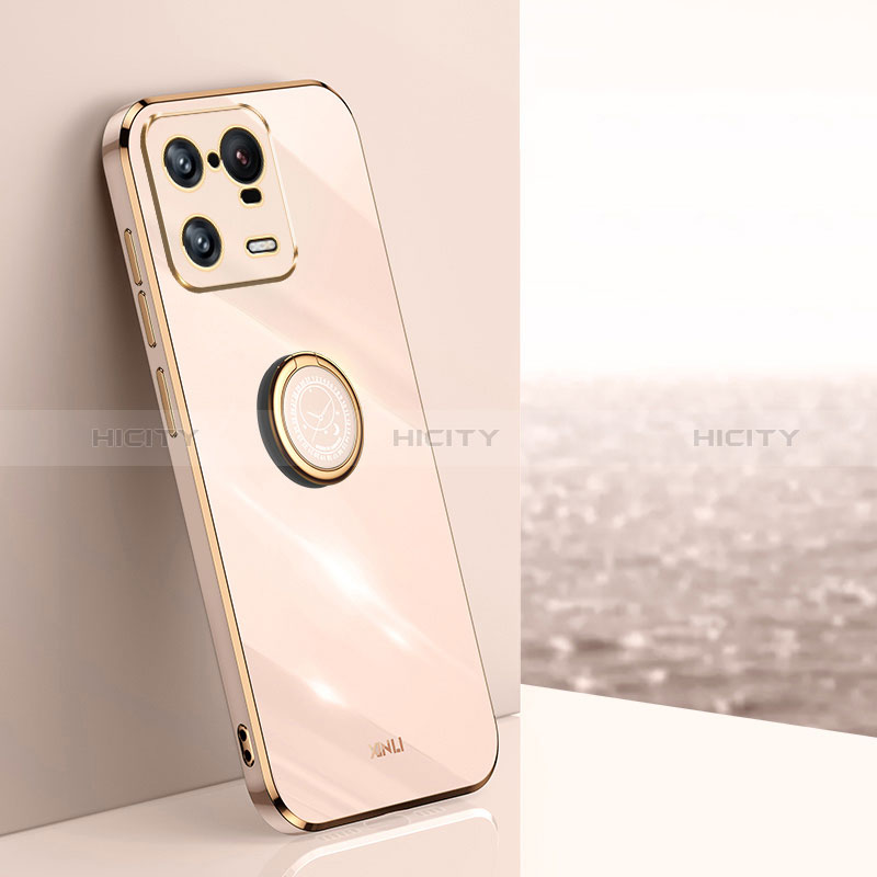 Funda Silicona Carcasa Ultrafina Goma con Magnetico Anillo de dedo Soporte XL1 para Xiaomi Mi 13 Pro 5G Oro