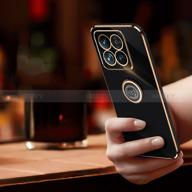Funda Silicona Carcasa Ultrafina Goma con Magnetico Anillo de dedo Soporte XL1 para Xiaomi Mi 14 5G