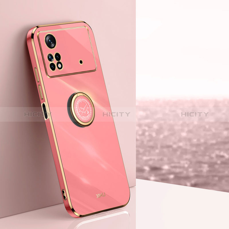 Funda Silicona Carcasa Ultrafina Goma con Magnetico Anillo de dedo Soporte XL1 para Xiaomi Poco X4 Pro 5G