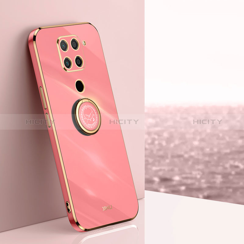 Funda Silicona Carcasa Ultrafina Goma con Magnetico Anillo de dedo Soporte XL1 para Xiaomi Redmi 10X 4G Rosa Roja